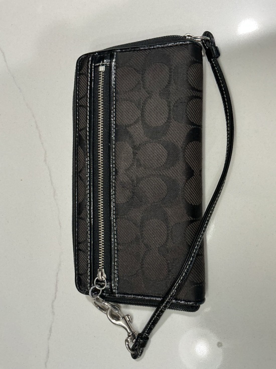 Coach Handbags - Coach Black Signature Jacquard Wristlet Wallet